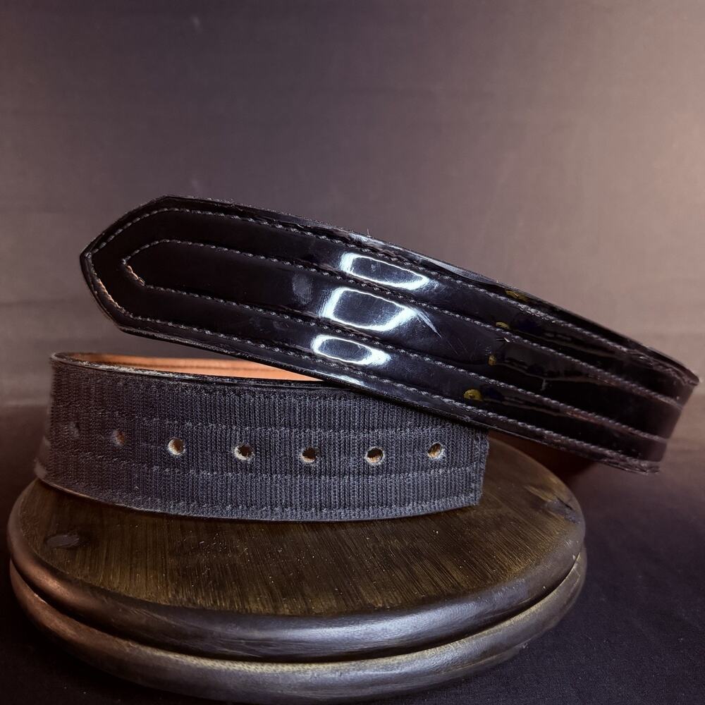 Don Hume Duty Belt Size 34" Black Hi-Gloss Leather Hook & Loop B120 2.25"